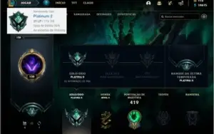 Conta platina 2 com 116 skins, 135 champs ( 6 vitoriosas )