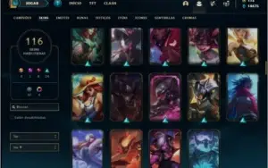 Conta platina 2 com 116 skins, 135 champs ( 6 vitoriosas )