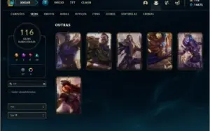 Conta platina 2 com 116 skins, 135 champs ( 6 vitoriosas )