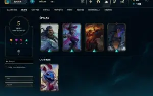Unranked com 31 Champs e 5 Skins + 2 Fragmentos