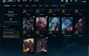 Conta Unranked com 41 Champs e 15 Skins + 1 Fragmento