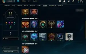 Conta Unranked com 41 Champs e 15 Skins + 1 Fragmento