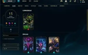 Conta Unranked com 41 Champs e 15 Skins + 1 Fragmento