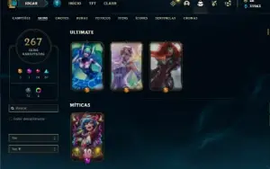 Conta prata 1 com TODOS os champs e 267 skins + 3 Ultimates