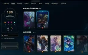 Conta league of legends com todos os campeões, 180 skins