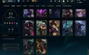 Platina 3 com TODOS os Champs e 53 Skins ( TOP / JG / MID )