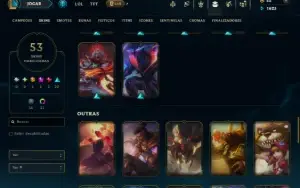 Platina 3 com TODOS os Champs e 53 Skins ( TOP / JG / MID )