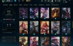 Platina 3 com TODOS os Champs e 53 Skins ( TOP / JG / MID )