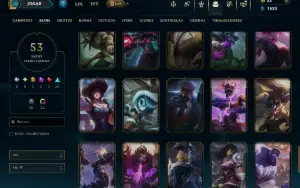 Platina 3 com TODOS os Champs e 53 Skins ( TOP / JG / MID )