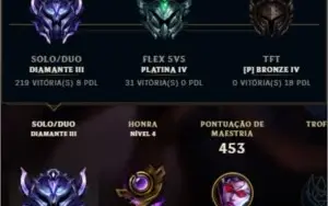 Conta diamante 4 league of legends e valorant ex diamante