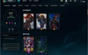 Conta bronze 1 com 105 champs e 85 skins