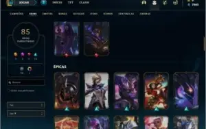 Conta bronze 1 com 105 champs e 85 skins