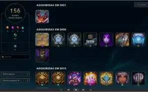 Conta Lol 178 skins + 149 campeões + 39 emotes + 156 icones