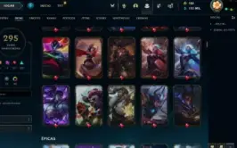 Conta LoL 295 skins todos campeões + faca val.