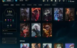 Conta bronze 1 com TODOS os champs e 146 Skins ( MAIN SUP )
