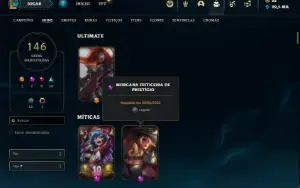 Conta bronze 1 com TODOS os champs e 146 Skins ( MAIN SUP )