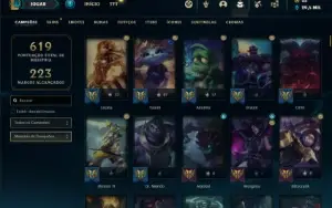 Conta bronze 1 com TODOS os champs e 146 Skins ( MAIN SUP )
