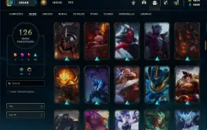 Conta Unranked com TODOS os champs e 126 Skins + 1800 RP