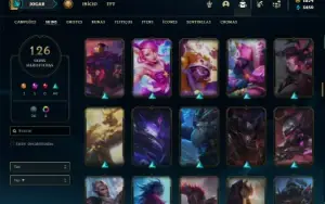 Conta Unranked com TODOS os champs e 126 Skins + 1800 RP