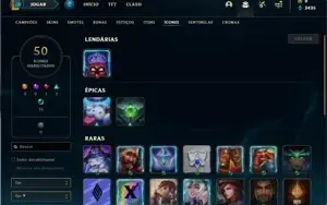 Conta ouro 2 com 42 Champs e 10 Skins + 2 Fragmentos
