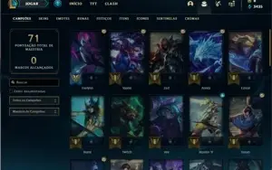 Conta ouro 2 com 42 Champs e 10 Skins + 2 Fragmentos