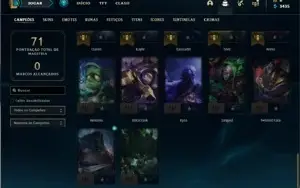 Conta ouro 2 com 42 Champs e 10 Skins + 2 Fragmentos