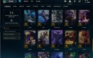 Conta ouro 2 com 42 Champs e 10 Skins + 2 Fragmentos