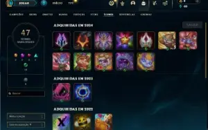 Mestre com 35 Champs e 4 Skins + 9 Fragmentos