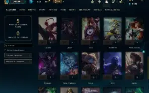 Unranked com 40 Champs e 6 Skins