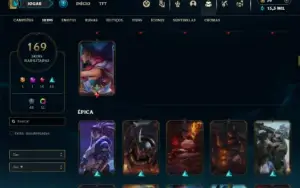 Platina 4 com TODOS os champs e 169 Skins +5 Vitoriosas