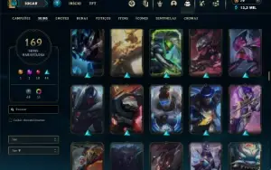 Platina 4 com TODOS os champs e 169 Skins +5 Vitoriosas