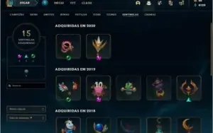 Conta lol com várias skins