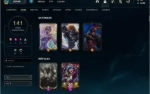 Conta lol com várias skins