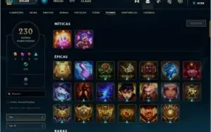Conta lol com várias skins