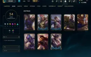 Unranked com 110 Champs e 34 Skins +8 Vitoriosas