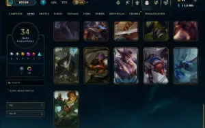 Unranked com 110 Champs e 34 Skins +8 Vitoriosas