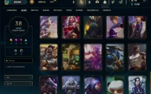 Ouro 1 com 75 Champs e 38 Skins + 2 Fragmentos