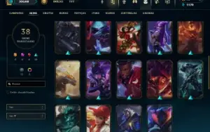 Ouro 1 com 75 Champs e 38 Skins + 2 Fragmentos