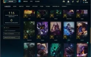 Conta unranked com 5 skins e 35 champs
