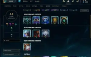 Conta unranked com 5 skins e 35 champs