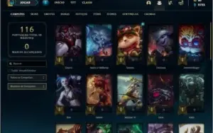 Conta unranked com 5 skins e 35 champs