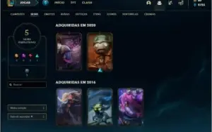 Conta unranked com 5 skins e 35 champs
