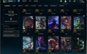 Conta unranked com 5 skins e 35 champs