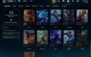Mestre com 273 PDL ( 36 Champs e 7 Skins + 10 Fragmentos )