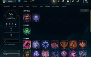 Mestre com 273 PDL ( 36 Champs e 7 Skins + 10 Fragmentos )