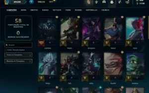 Mestre com 273 PDL ( 36 Champs e 7 Skins + 10 Fragmentos )