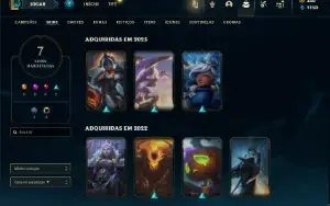 Mestre com 273 PDL ( 36 Champs e 7 Skins + 10 Fragmentos )