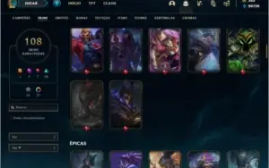 Conta platina 3 108 skin com 1,3kk de katarina e 800k de zed