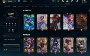 Bronze 4 com TODOS os champs e 402 Skins + 250 Cromas