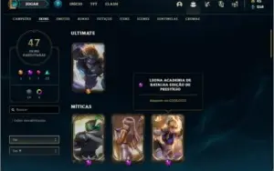Conta Diamante 3 com 47 skins e 56 champs